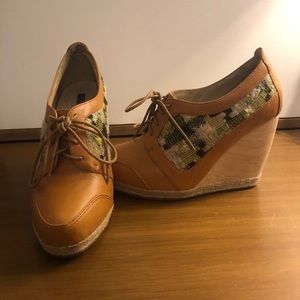 Cognac Anthropologie Wedges